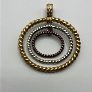 Elegant Gold, Silver and Rose tone unity pendent Vintage 2 inches. Lia Sophia